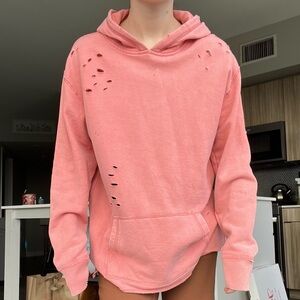 Hollister distressed pink hoodie